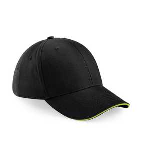 6 panelová-unisex šiltovka (Beechfield Athleisure 6 Panel Cap) > čierna / zelená (lime)