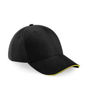 6 panelová-unisex šiltovka (Beechfield Athleisure 6 Panel Cap) > čierna / žĺta