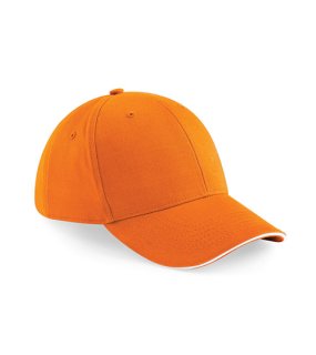 6 panelová-unisex šiltovka (Beechfield Athleisure 6 Panel Cap) > oranžová / biela