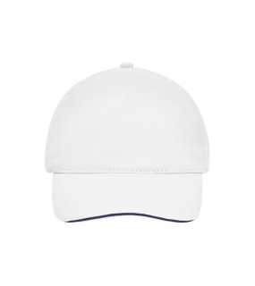 5 panelová šiltovka (MB 5 Panel Sandwich Cap) > biela / modrá (navy)