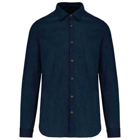 Pánska košeľa (Kariban MEN'S LONG SLEEVE LINEN AND COTTON SHIRT) > modrá (navy) > L