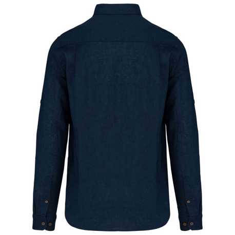 Pánska košeľa (Kariban MEN'S LONG SLEEVE LINEN AND COTTON SHIRT) > modrá (navy) > L