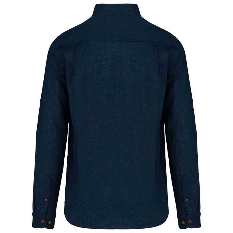 Pánska košeľa (Kariban MEN'S LONG SLEEVE LINEN AND COTTON SHIRT) > modrá (navy) > L