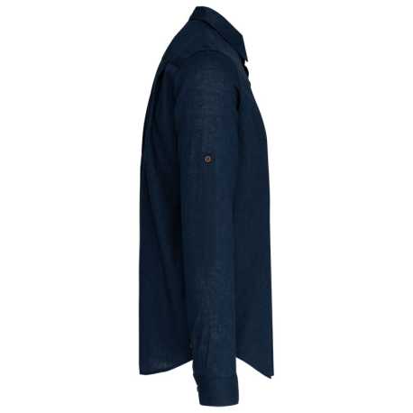 Pánska košeľa (Kariban MEN'S LONG SLEEVE LINEN AND COTTON SHIRT) > modrá (navy) > L