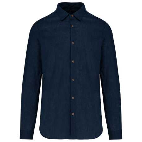 Pánska košeľa (Kariban MEN'S LONG SLEEVE LINEN AND COTTON SHIRT) > modrá (navy) > L