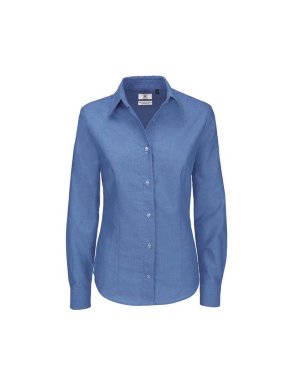 Dámska košeľa (B&C OXFORD LSL/WOMEN) > modrá (chip) > 2XL