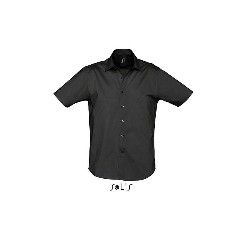 Pánska košeľa (SOLS BROADWAY MENS SHORT SLEEVE STRETCH SHIRT) > čierna > S