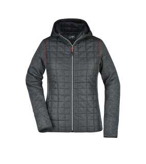 Dámska bunda (JN Ladies Knitted Hybrid Jacket)>šedá (melange)/šedá (anthracite melange)>M