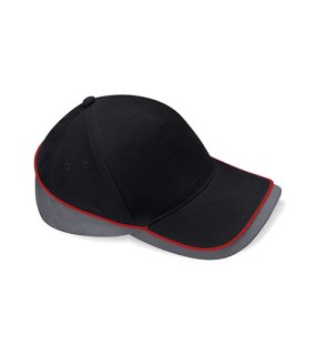 Šiltovka unisex (Beechfield Teamwear Competition Cap) > čierna / šedá (graphite) / červená
