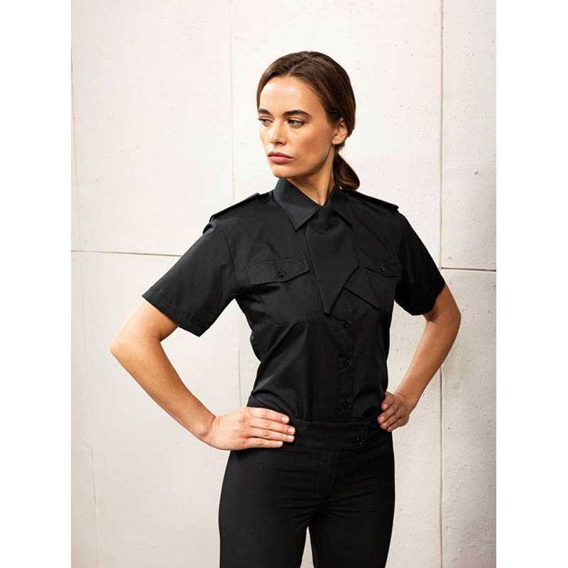 Dámska košeľa (PREMIER LADIES’ SHORT SLEEVE PILOT SHIRT) > čierna > XS