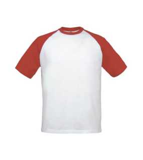 Unisex tričko (B&C BASE BALL) > biela / červená > 2XL