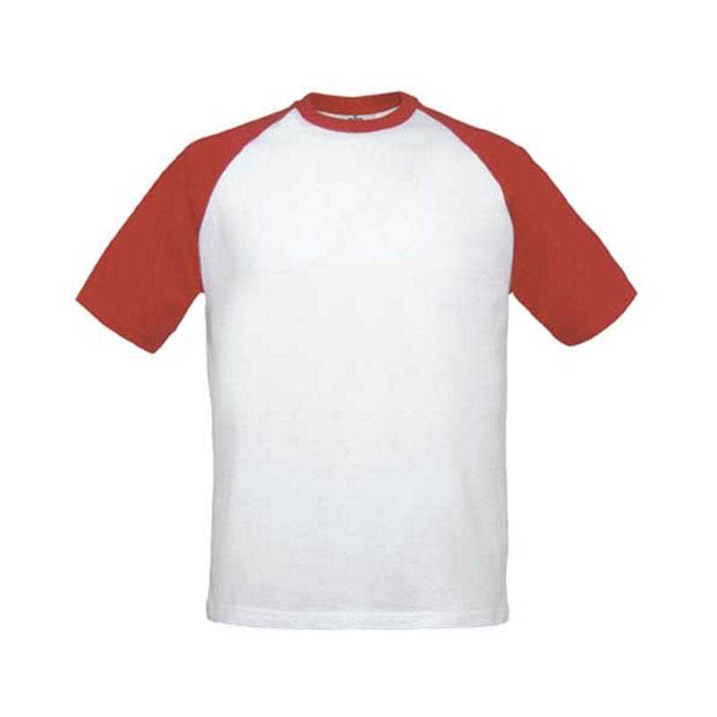 Unisex tričko (B&C BASE BALL) > biela / červená > 2XL
