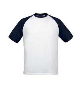 Unisex tričko (B&C BASE BALL) > biela / modrá (navy) > M
