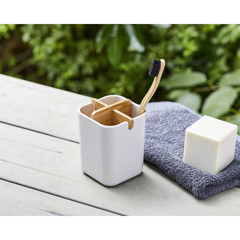 Stojan na zubné kefky (LEXON) > biela / bambus