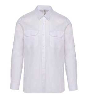 Pánska košeľa (KARIBAN MEN'S LONG-SLEEVED SAFARI SHIRT) > biela > L