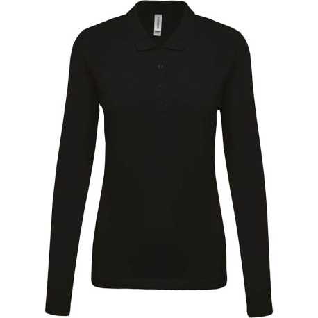 Dámska polokošeľa(KARIBAN LADIES’ PIQUÉ LONG SLEEVE POLO SHIRT) > čierna > 2XL