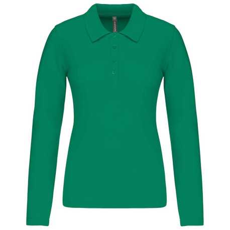 Dámska polokošeľa(KARIBAN LADIES’ PIQUÉ LONG SLEEVE POLO SHIRT)>zelená (kelly)>3XL