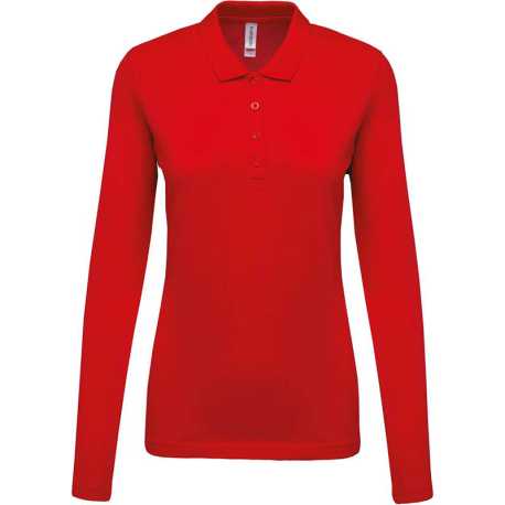 Dámska polokošeľa(KARIBAN LADIES’ PIQUÉ LONG SLEEVE POLO SHIRT) > červená > 2XL
