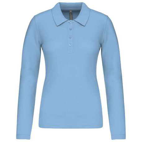 Dámska polokošeľa(KARIBAN LADIES’ PIQUÉ LONG SLEEVE POLO SHIRT) > modrá (sky) > 3XL