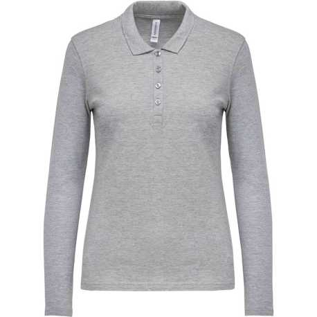 Dámska polokošeľa(KARIBAN LADIES’ PIQUÉ LONG SLEEVE POLO SHIRT)>šedá (oxford)>3XL