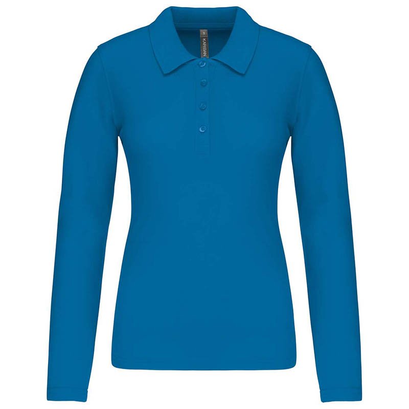 Dámska polokošeľa(KARIBAN LADIES’ PIQUÉ LONG SLEEVE POLO SHIRT)>modrá (tropical)>XS