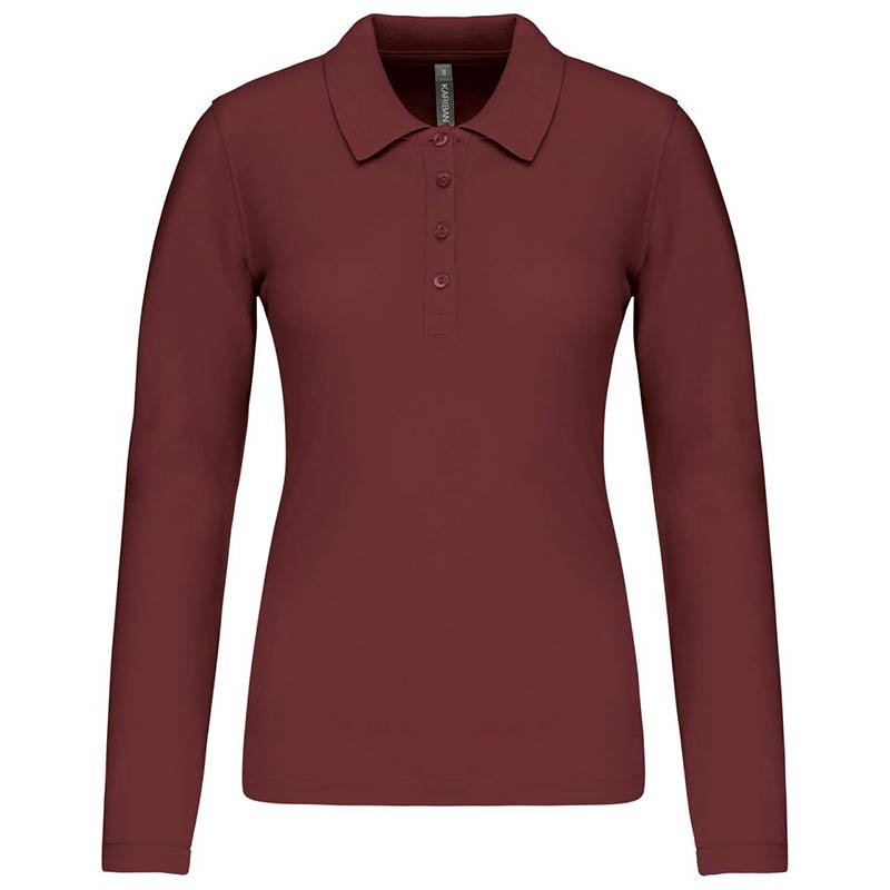Dámska polokošeľa(KARIBAN LADIES’ PIQUÉ LONG SLEEVE POLO SHIRT)>červená (wine)>XS