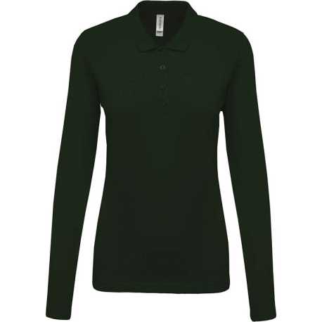 Dámska polokošeľa(KARIBAN LADIES’ PIQUÉ LONG SLEEVE POLO SHIRT)>zelená (forest)>2XL