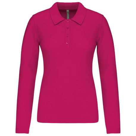 Dámska polokošeľa(KARIBAN LADIES’ PIQUÉ LONG SLEEVE POLO SHIRT)>ružová (fuchsia)>M