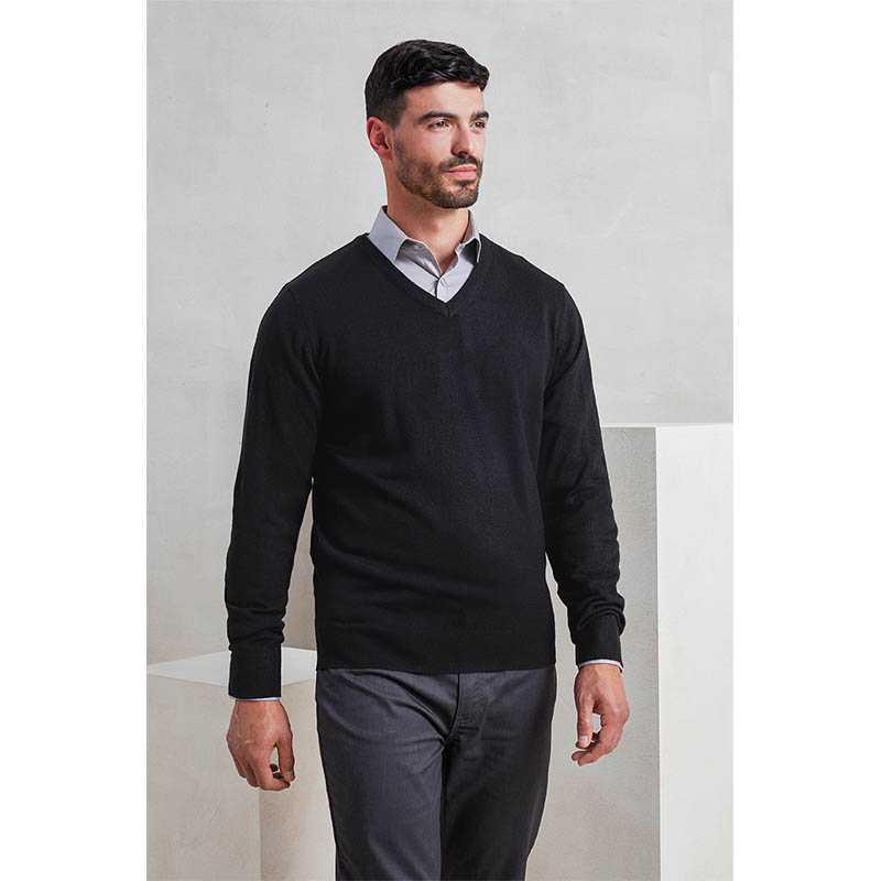 Pánsky sveter (Premier ‘ESSENTIAL’ MEN’S ACRYLIC V-NECK SWEATER) > modrá (navy) > 4XL