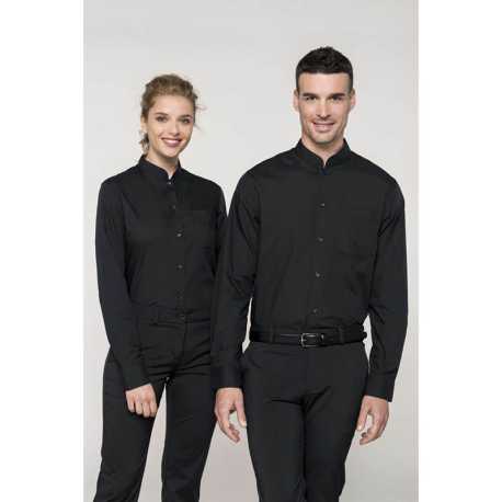 Pánska košeľa (KARIBAN MEN'S LONG SLEEVE MANDARIN COLLAR SHIRT) > čierna > L