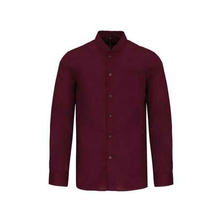 Pánska košeľa (KARIBAN MEN'S LONG SLEEVE MANDARIN COLLAR SHIRT)>červená (wine)>2XL