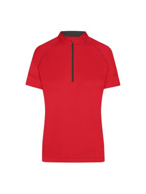 Dámske tričko(JN Ladies Bike-T Half Zip) > červená (tomato) / čierna > M