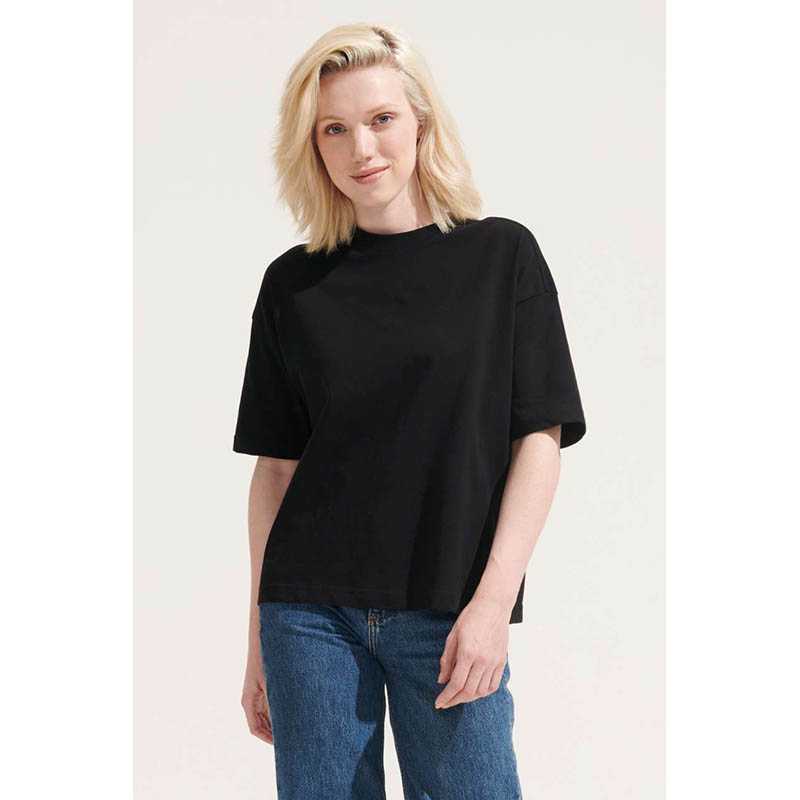 Dámske tričko (SOL'S BOXY WOMEN'S OVERSIZED T-SHIRT) > čierna (deep) > M