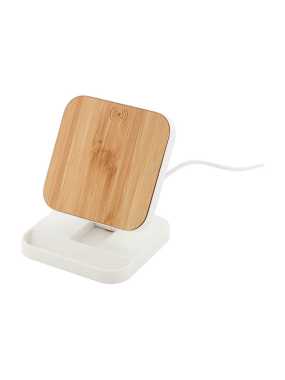 Bezdrôtová nabíjačka so stojanom na mobil > biela / prírodná