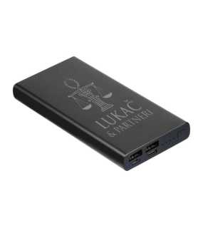 Power Bank z recyklovaného hliníka, 10.000 mAh > čierna (potlač loga v cene)