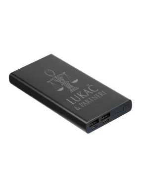 Power Bank z recyklovaného hliníka, 10.000 mAh > čierna (potlač loga v cene)