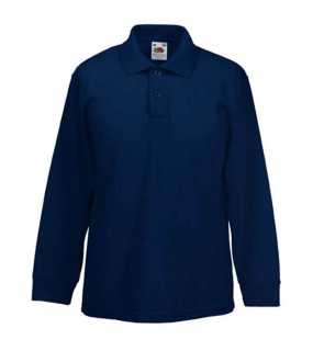 Detská polokošeľa (FRUIT OF THE LOOM Kids Long Sleeve 65/35 Polo )>modrá (deep navy)>7/8