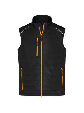 Pánska vesta (JN Mens Hybrid Vest) > čierna / oranžová (neon) > 2XL
