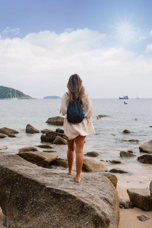 Šnúrkový batoh Impact z recyklovaného denimu AWARE > modrá