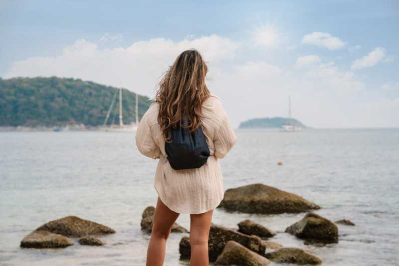 Šnúrkový batoh Impact z recyklovaného denimu AWARE > modrá