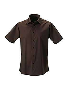 Pánska košeľa(Short Sleeve Easy Care Fitted RUSSELL) > hnedá (chocolate) > 2XL