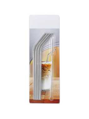 Sada 4 nerezových slamiek > strieborná