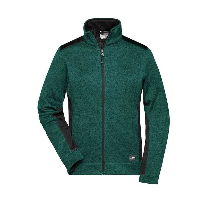 Dámska pracovná bunda(JN Ladies Workwear Fleece Jacket)>zelená (dark melange) / čierna>XL