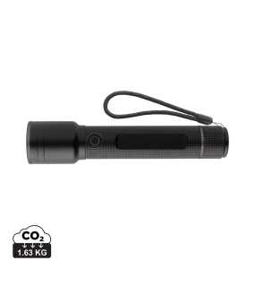 Veľké USB svietidlo Gear X z RCS recykl. hliníka > čierna