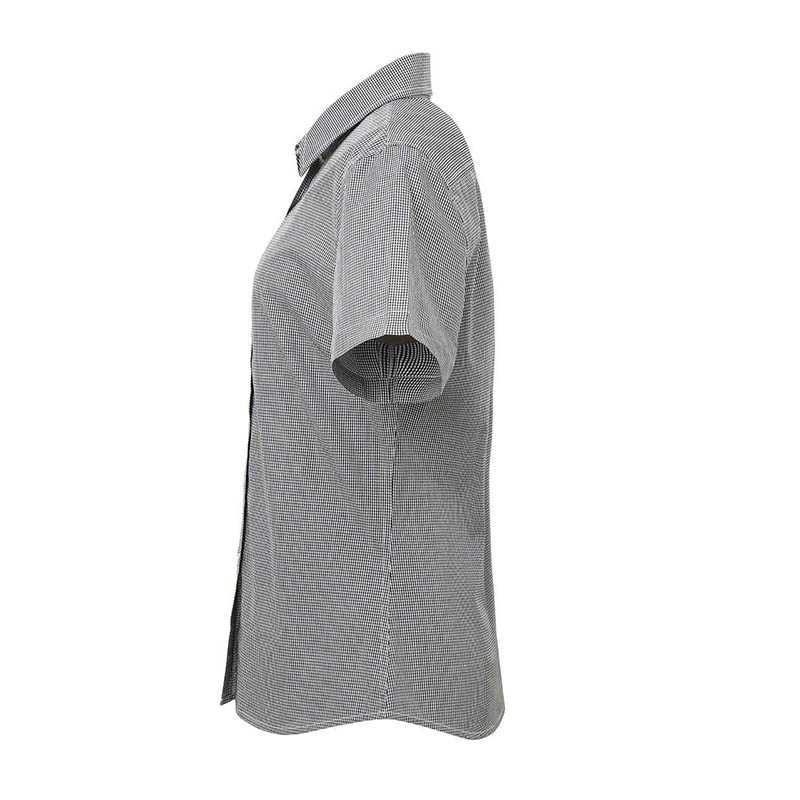 Dámska košeľa (PREMIER LADIES’ MICROCHECK SHORT SLEEVE COTTON SHIRT)>čierna / biela>XS