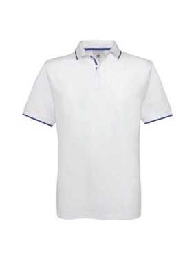 Unisex polokošeľa (B&C SAFRAN SPORT) > biela / modrá (royal) > S