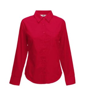 Dámska košeľa (FRUIT OF THE LOOM Lady-Fit Long Sleeve Poplin Shirt ) > červená > S