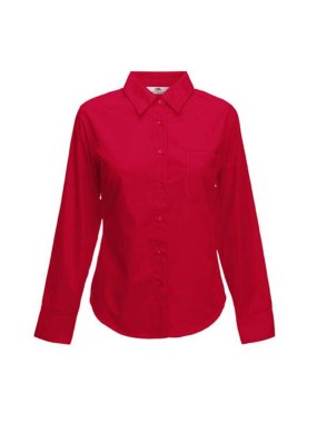 Dámska košeľa (FRUIT OF THE LOOM Lady-Fit Long Sleeve Poplin Shirt ) > červená > S