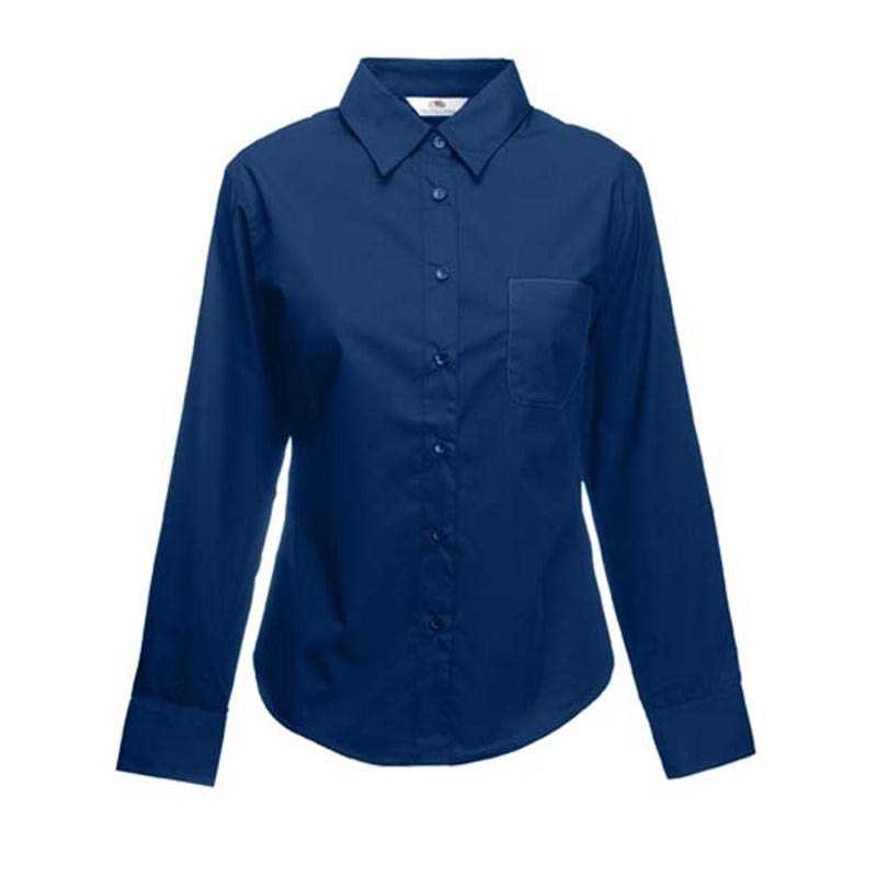 Dámska košeľa (FRUIT OF THE LOOM Lady-Fit Long Sleeve Poplin Shirt )>modrá (navy)>L
