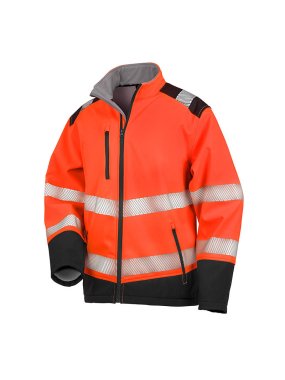Pánska bunda (RESULT Printable Ripstop Safety Softshell Jacket)>oranžová / čierna>4XL